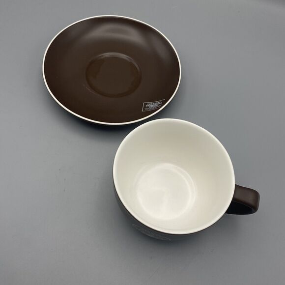 Starbucks 2008 Dark Brown Cup Saucer Set First Starbucks Store Pike Place Market - Picture 3 of 7